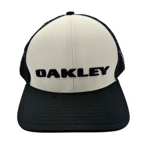 Oakley Snapback Hat Black White Trucker Mesh Cap Adjustable Baseball